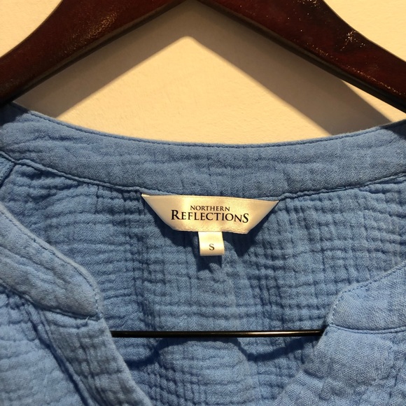 Northern Reflections Textured Blue Button-Down Shirt - Picture 3 of 4